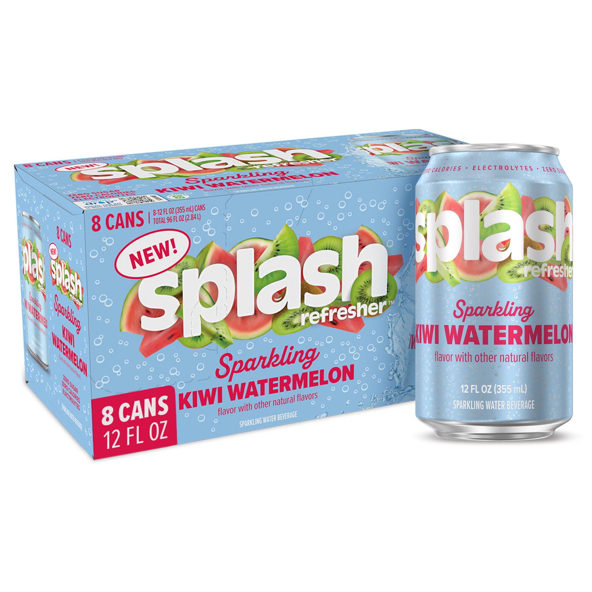 SPLASH REFRESHER Flavored Sparkling Water in Cans - 12 Fl Oz, 8 Pack
