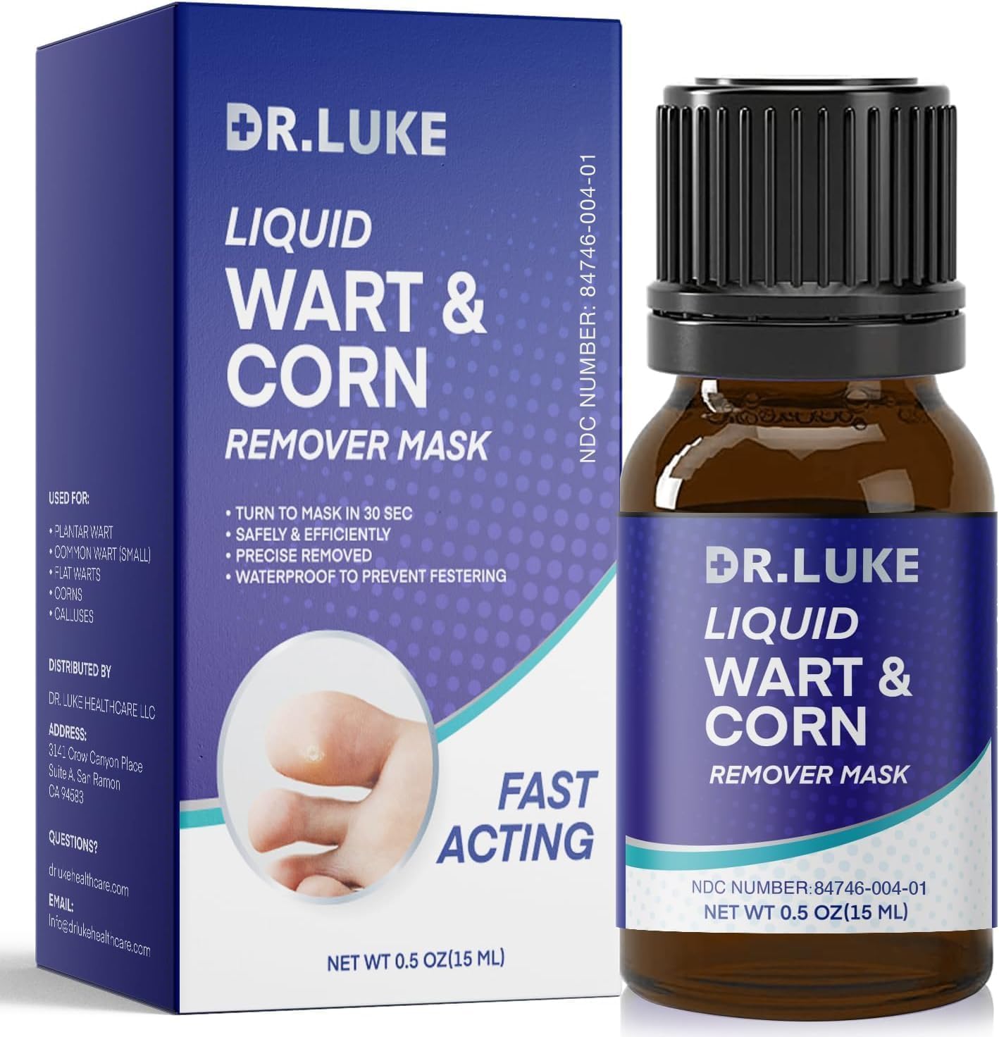 Dr. Luke Foot Corn Removers for Toes & Finger: Deep Corn Removal for Feet Hand-Fast Acting Salicylic Acid Wart Corn Removers for Feet Hand Corn Callus Plantar Wart Common Wart Flat Wart-0.5 Oz