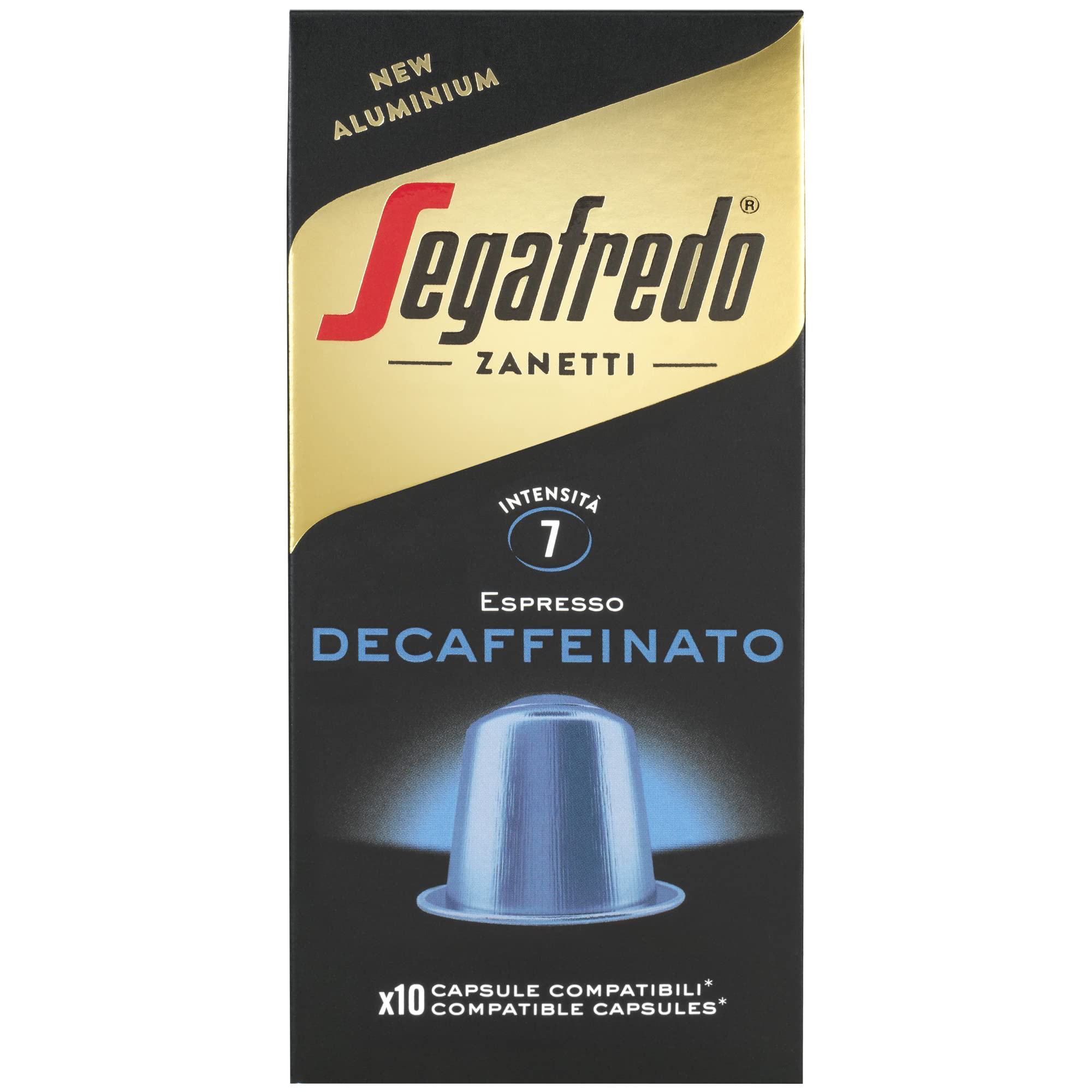 Segafredo Zanetti 100 Cápsulas de Aluminio Compatibles con Nespresso Café Descafeinado con Método Natural (10 Cajas de 10 Cápsulas) - Adecuadas para Máquinas Nespresso Original