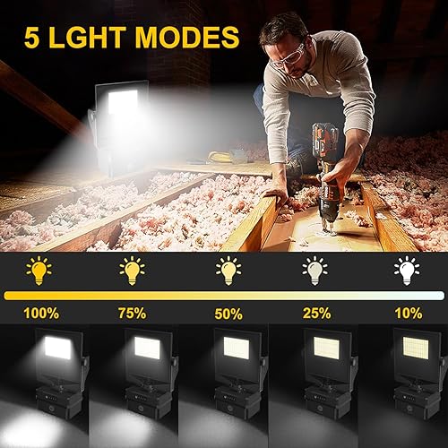 Miniatura 2 de Luz de trabajo LED recargable, IP67 impermeable 9000LM luces de inundación súper brillantes, equipada con batería de 4400 mAh, 5 modos de brillo luz