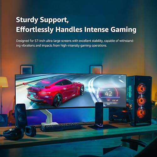 Miniatura 4 de BEWISER Soporte de brazo de monitor resistente para pantallas de 34 a 49 pulgadas y ultra de 57 pulgadas, capacidad de peso de hasta 44 libras,