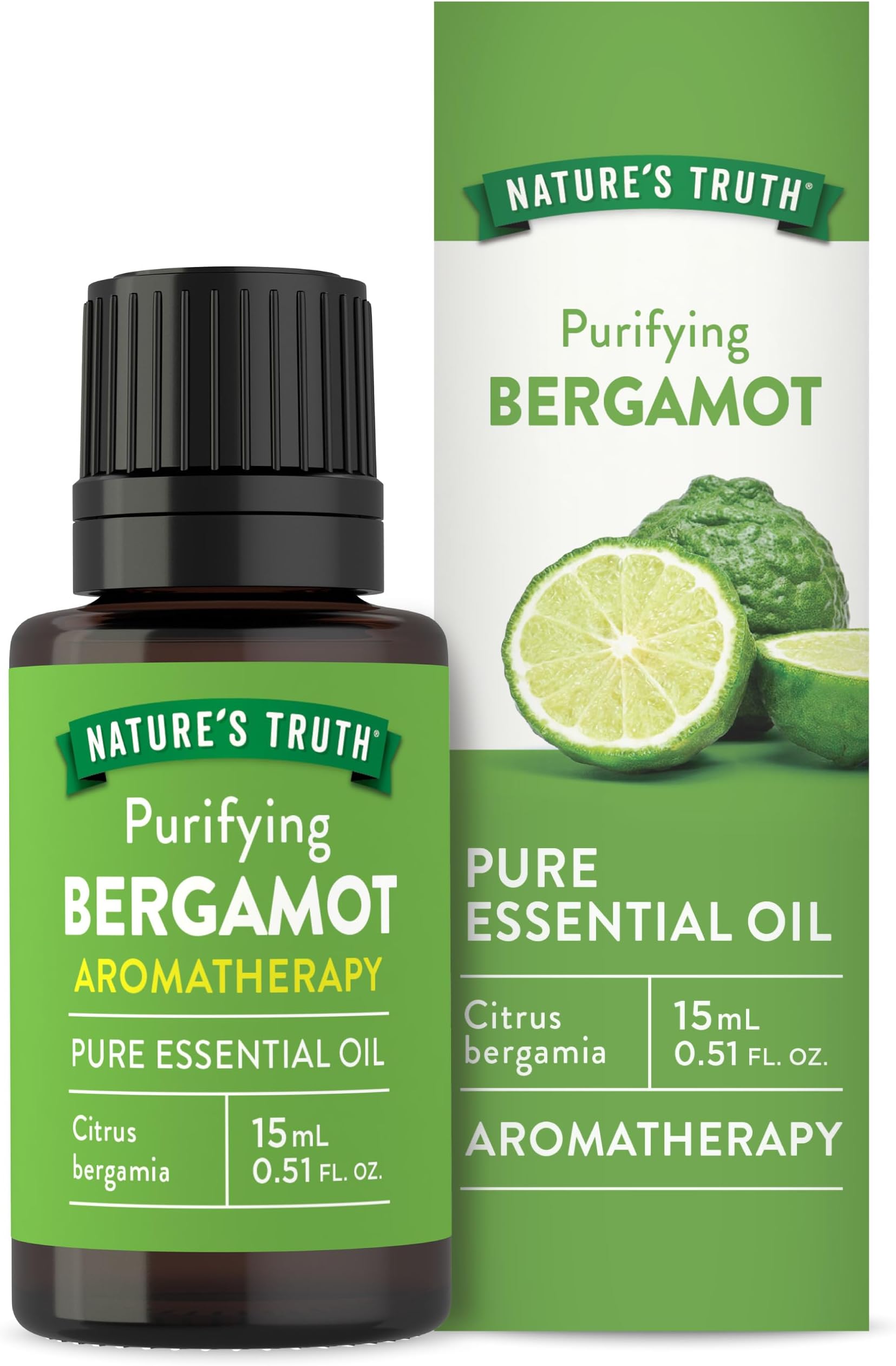 Nature's Truth Bergamot Essential Oil | 15 mL | for Diffuser, Aromatherapy, Massage, and Bath | Pure Plant Based, Non-GMO & Gluten Free