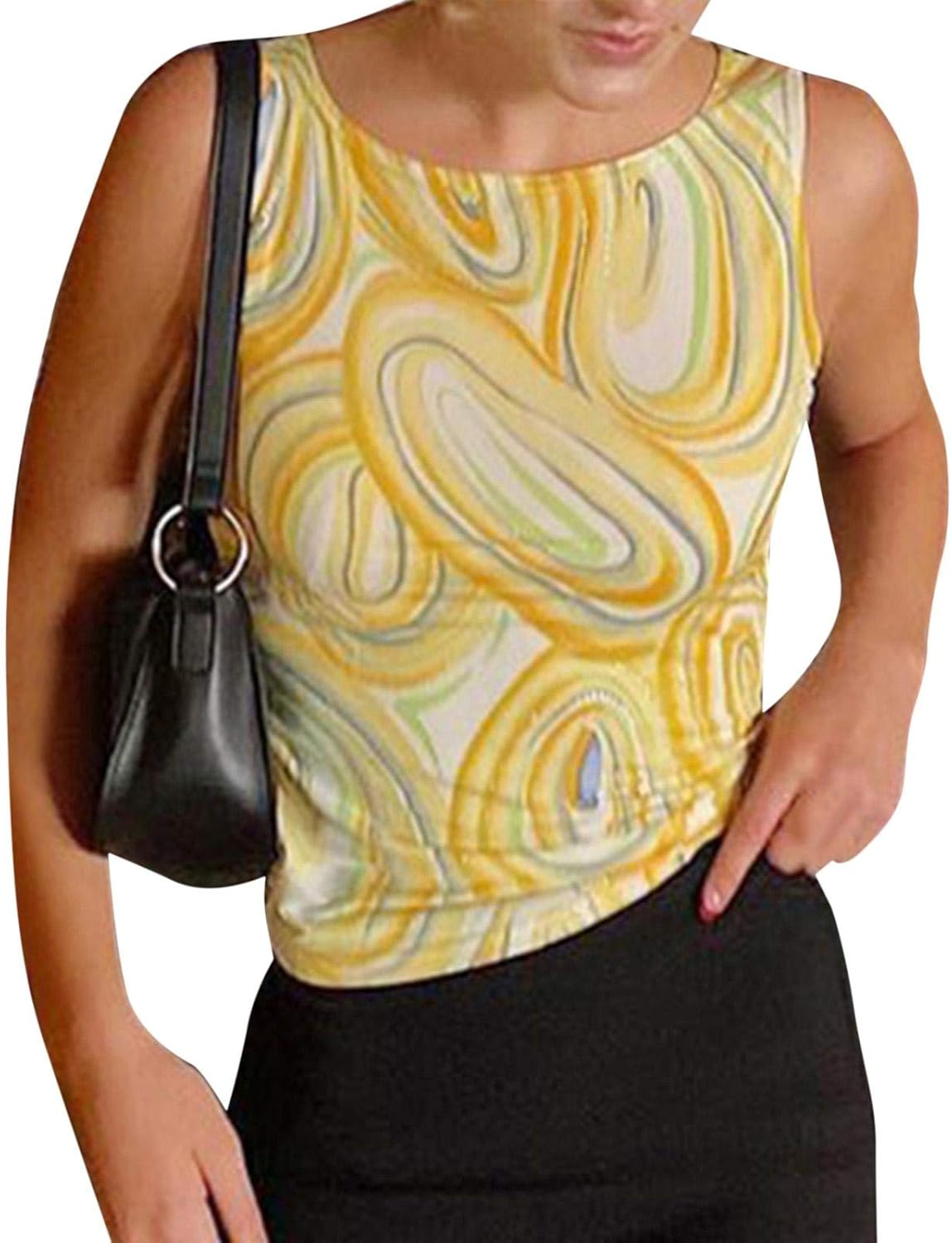 本物 21女性夏の新しいstreetスタイルのジャケットファッション印刷黄色のベストtシャツ S M L