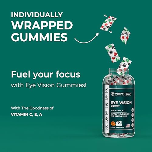 Miniatura 6 de Gomitas de visión ocular  con vitamina C, E, A, luteína, zeaxantina, astaxantina y DHA  60 gomitas  Apoya el bienestar ocular y el sueño reparador