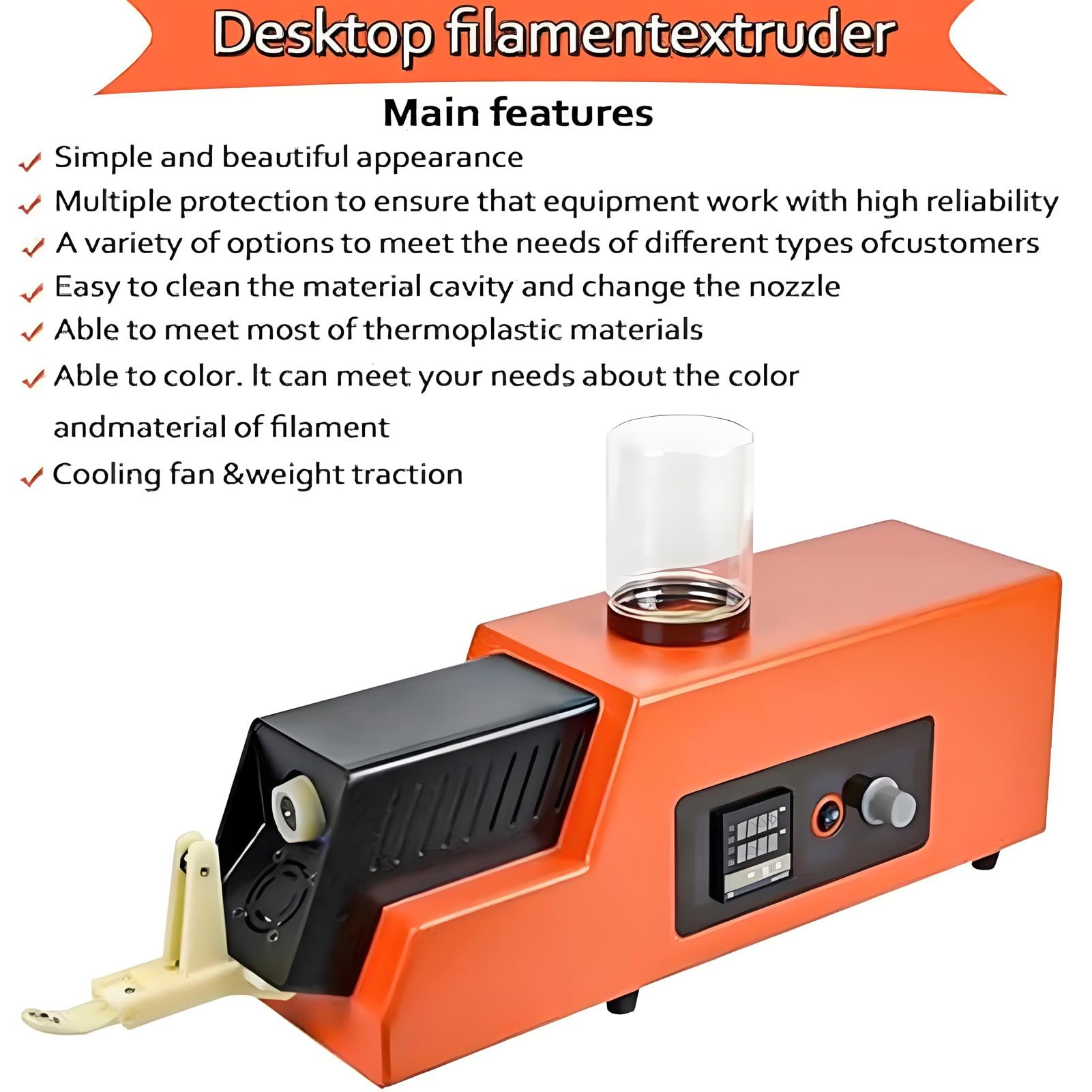 Extrusora Profesional de filamentos 3D con Control de Velocidad Variable (300-650 mm/min), recicladora de filamentos de Escritorio para PLA/ABS/TPU.