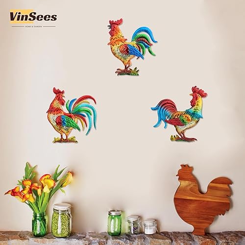 Miniatura 2 de VinSees Decoración de pared de gallo de metal, regalos de pollo para mujeres, mamá, abuela, esposa; escultura de pared de gallo 3D para cocina