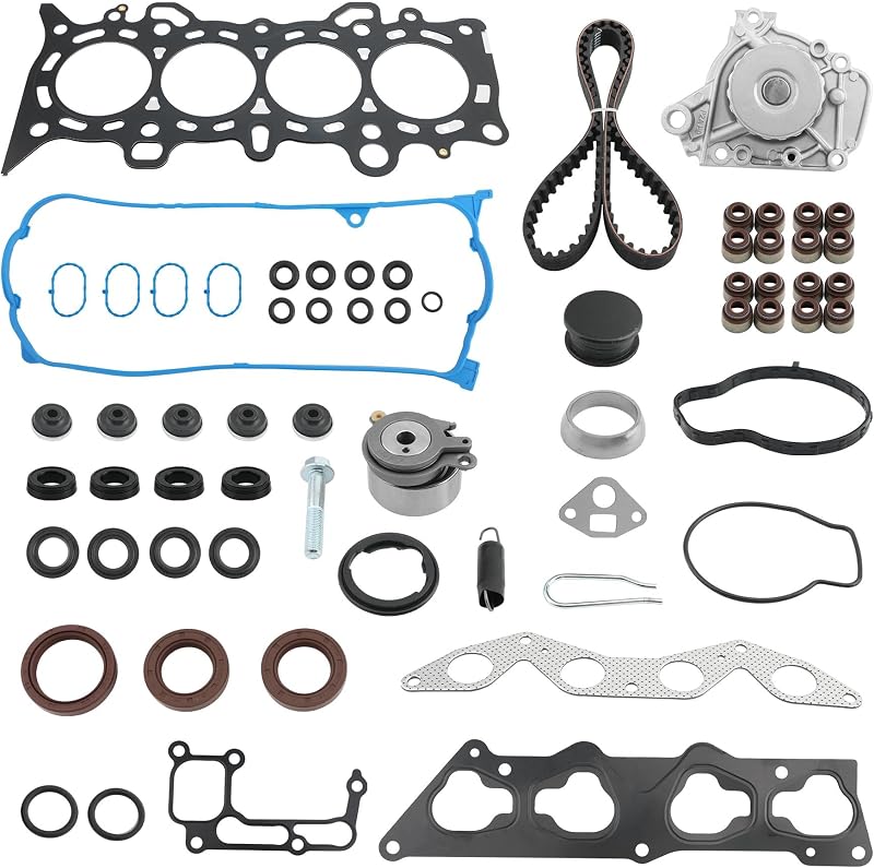 Kit de junta do cabeçote com correia dentada e bomba d’água Gledewen para Honda Civic 1.7L D17A1 2001 a 2005 – Kit completo