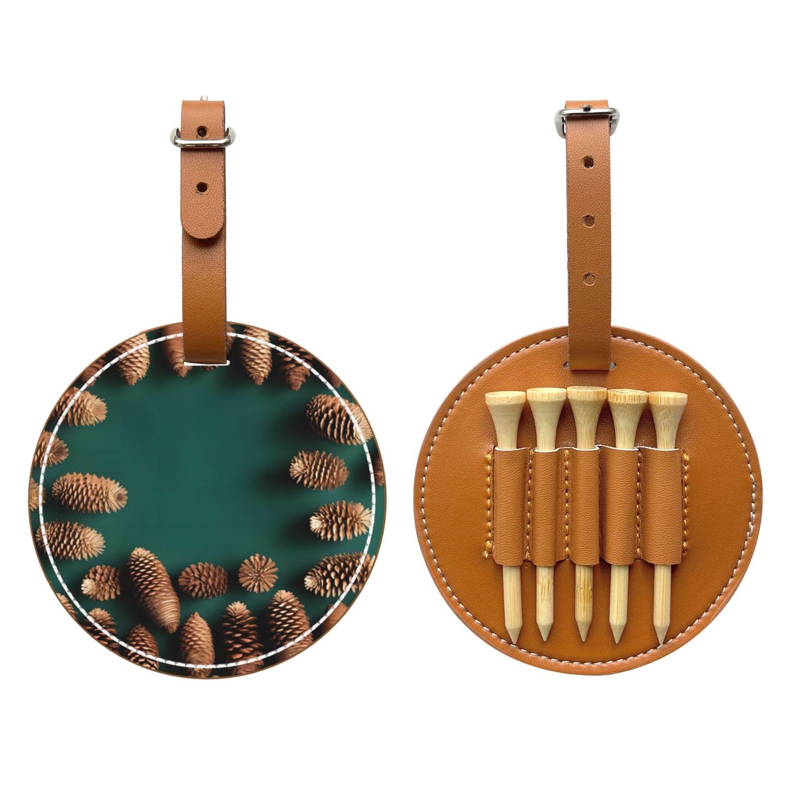 WXXWXD Pine Cone Border Printed Golf Tee Storage Bag - Portable Storage, Easily Organize Tees