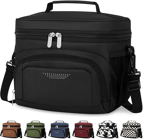 Lonchera para hombres y mujeres, bolsa de almuerzo aislada, reutilizable, a prueba de fugas, bolsa de almuerzo con correa ajustable para el hombro,