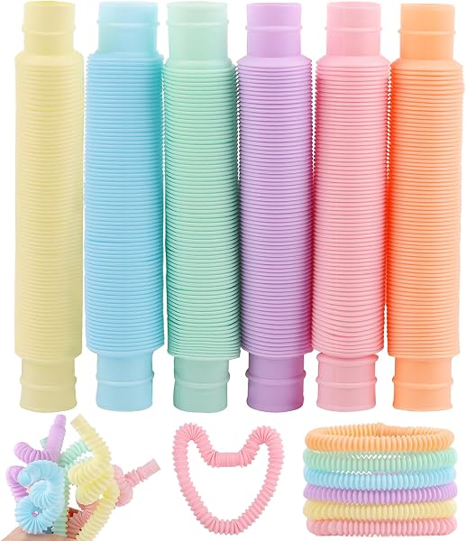 LOMIMOS 24 Stück Pop Tubes,Mini Pop Röhrchen Sensorik Spielzeug Bunt Stretchrohr Zappel Spielzeug - 1