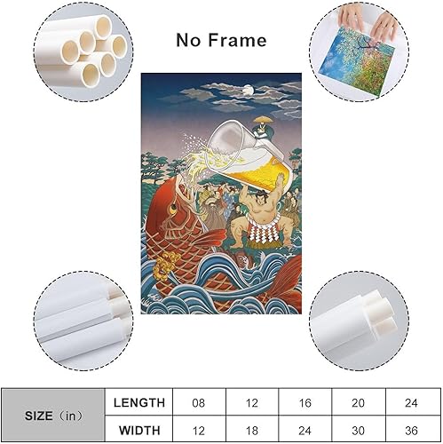 Miniatura 2 de Póster vintage de cerveza japonesa  Luchador de sumo y cerveza de carpa, arte de pintura Izakaya  para pared del hogar, pósteres e impresiones