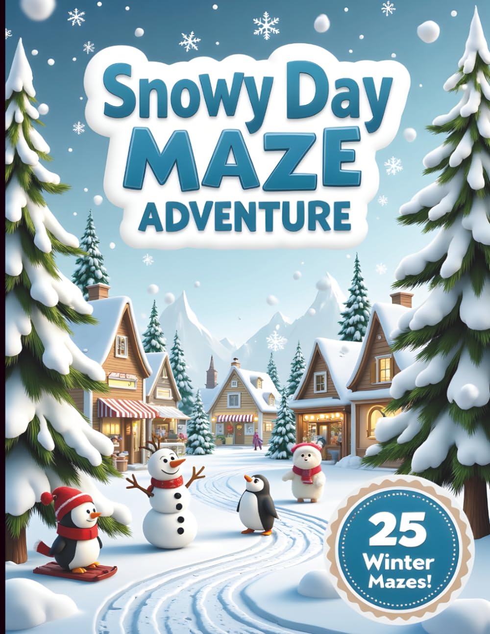 Snowy Day Maze Adventure: 25 Fun Winter Mazes for Kids Ages 4 8, A Cozy Non-Religious Winter Puzzle Book with Medium Difficulty Level Mazes