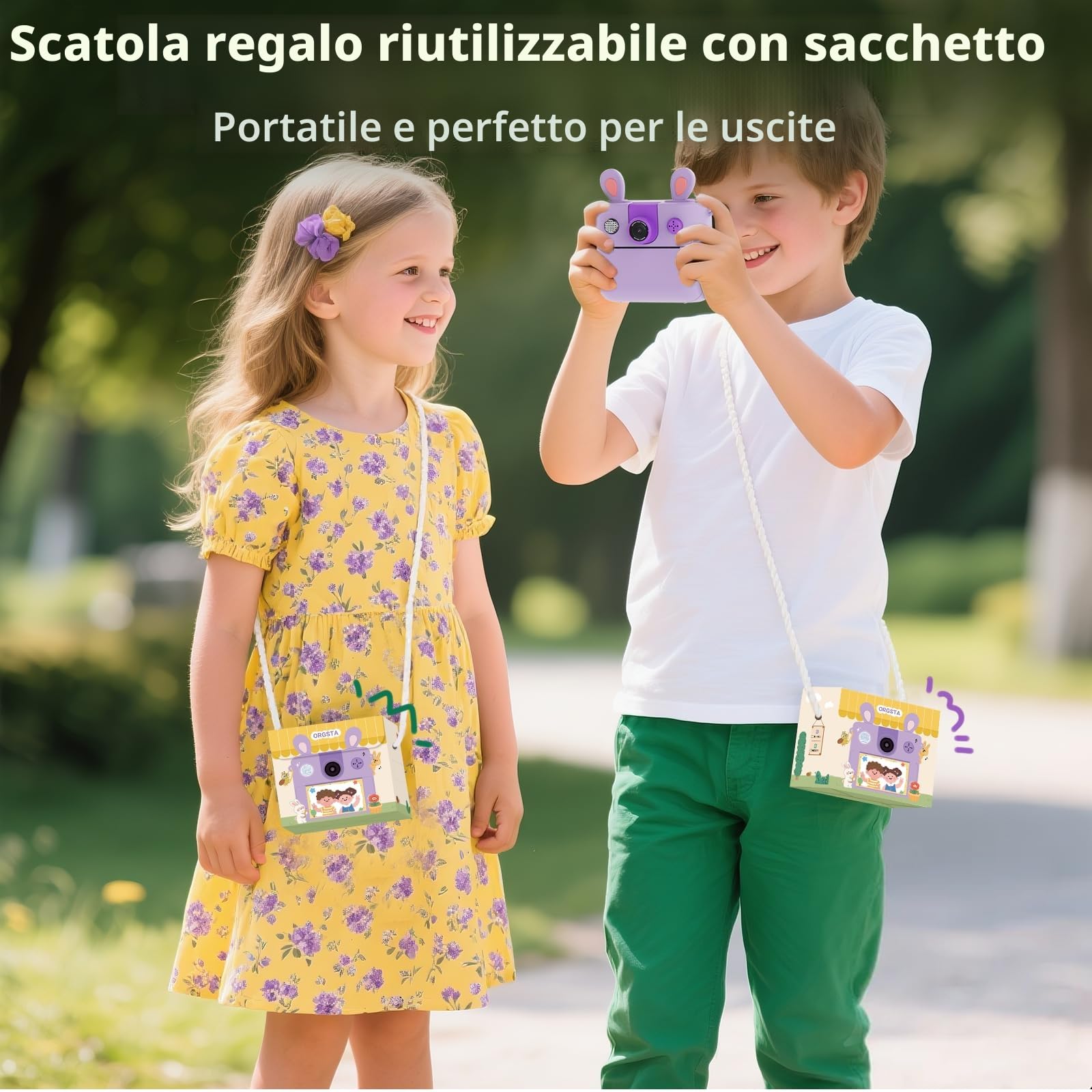 ORGSTA Macchina Fotografica Bambini Istantanea Fotocamera Digitale Stampa Foto dal Cellulare Stampante Fotografica Regali per Bambina Bambino 3-12 Anni