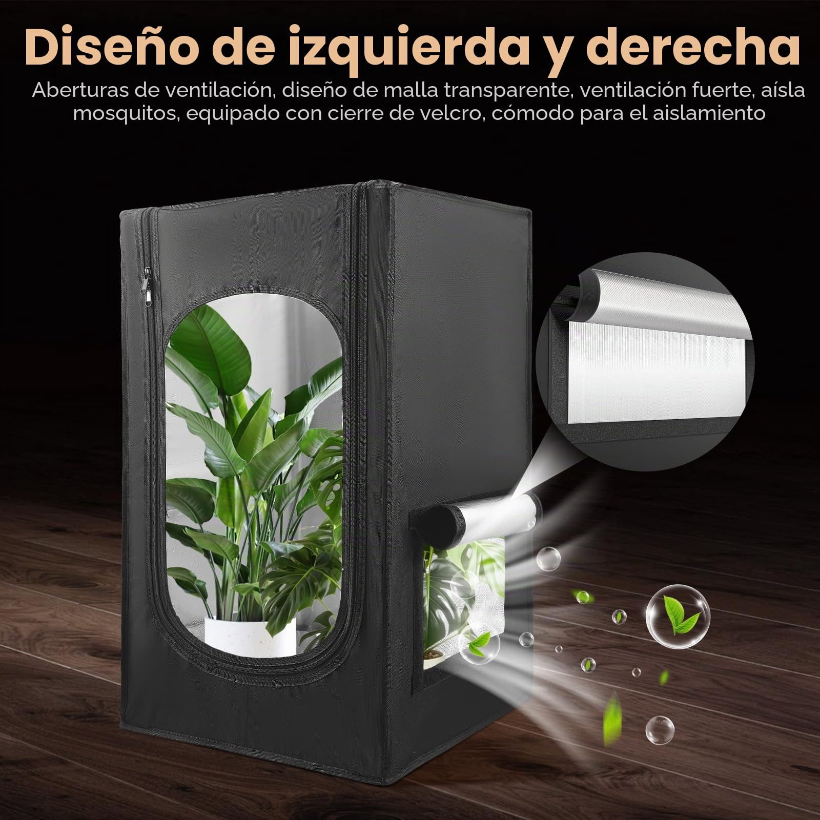 Pequeña tienda de cultivo 45 x 45 x 75 cm para sistema de cultivo hidropónico. Caja de cultivo 600D con mylar altamente reflectante. Un invernadero interior como caja de cultivo para el cultivo de