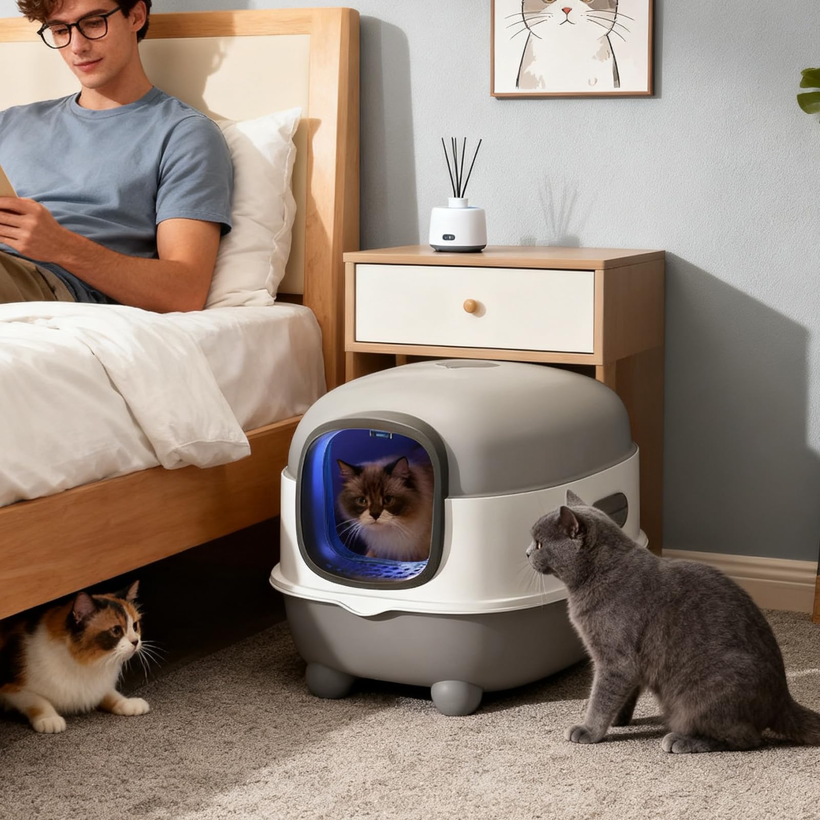 Vaschette Per La Lettiera Dei Gatti Design Aperto Con Isolamento Degli | Pulizia Automatica Cassetta Lettiera Per Di Taglia Piccola E Media Per Appartamento Giardino Balcone E Terrazzo
