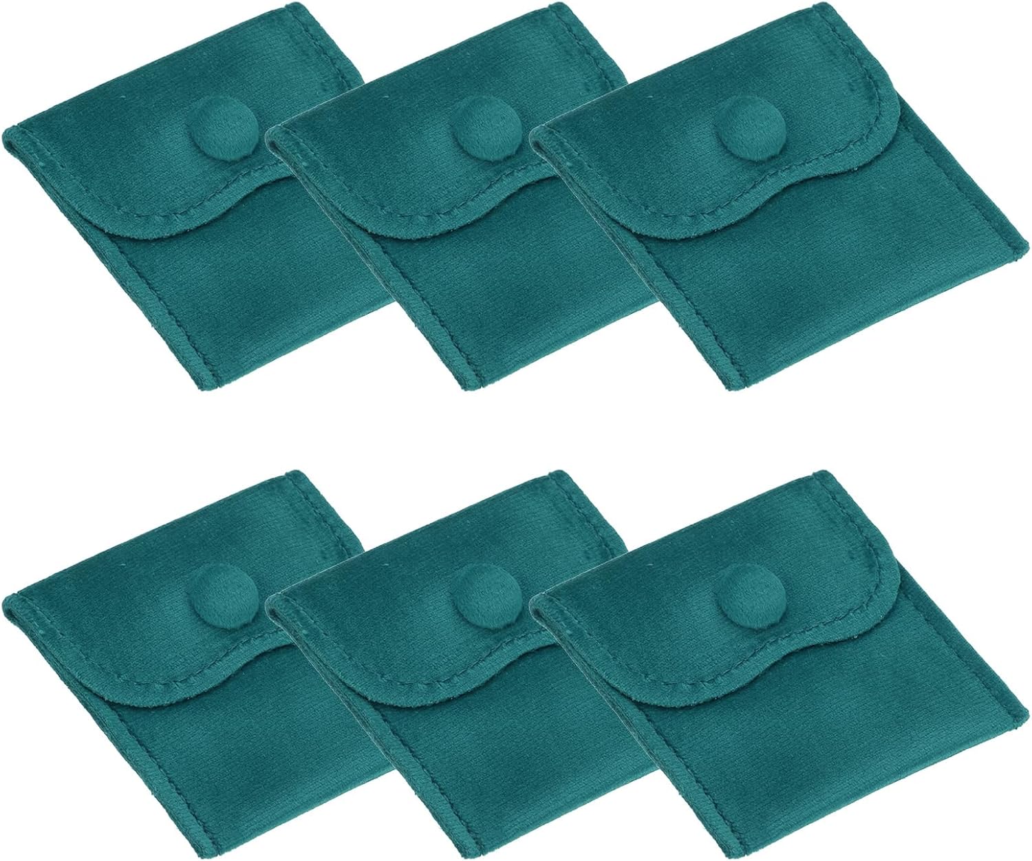 PATIKIL 3x3 Inch Velvet Jewelry Pouches, 6 Pcs Jewelry Packaging Gift Bags with Snap Button for Bracelet Necklace Rings Watch, Dark Green