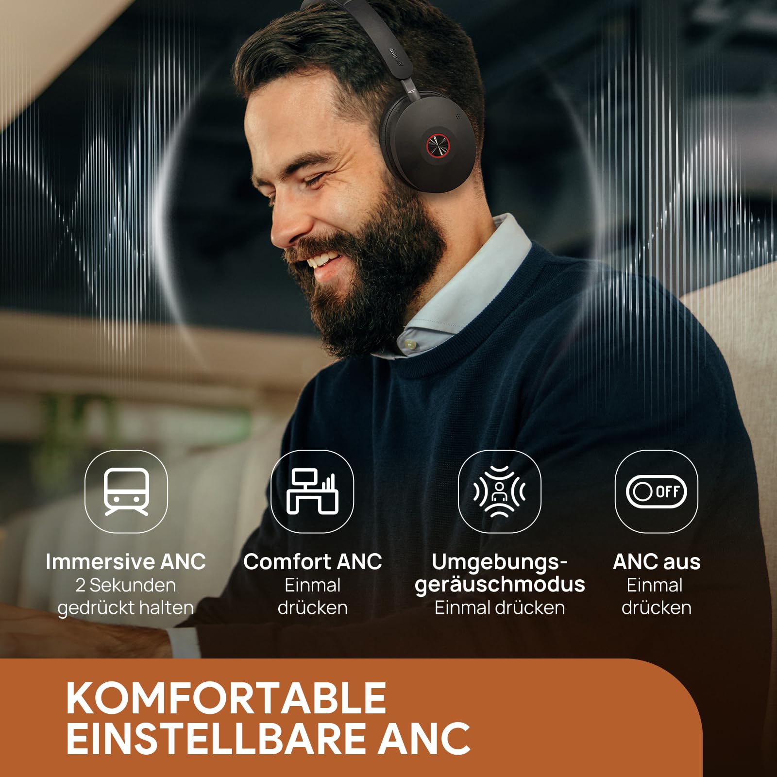 Yealink BH74 ANC Kabelloses Headset mit Mikrofon, 6-mics KI-Geräuschunterdrückung, Flip to Mute& Dongle, 32 Stunden Sprechzeit,Teams Zertifiziert, Komfort Business Kopfhörer für Homeoffice, Callcenter