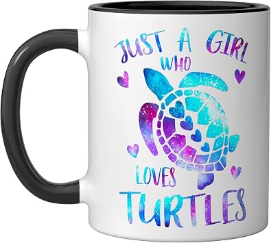 Just A Girl Who Loves Turtles Galaxy Cute Turtle Space Lover Ceramic Mug, Black/White