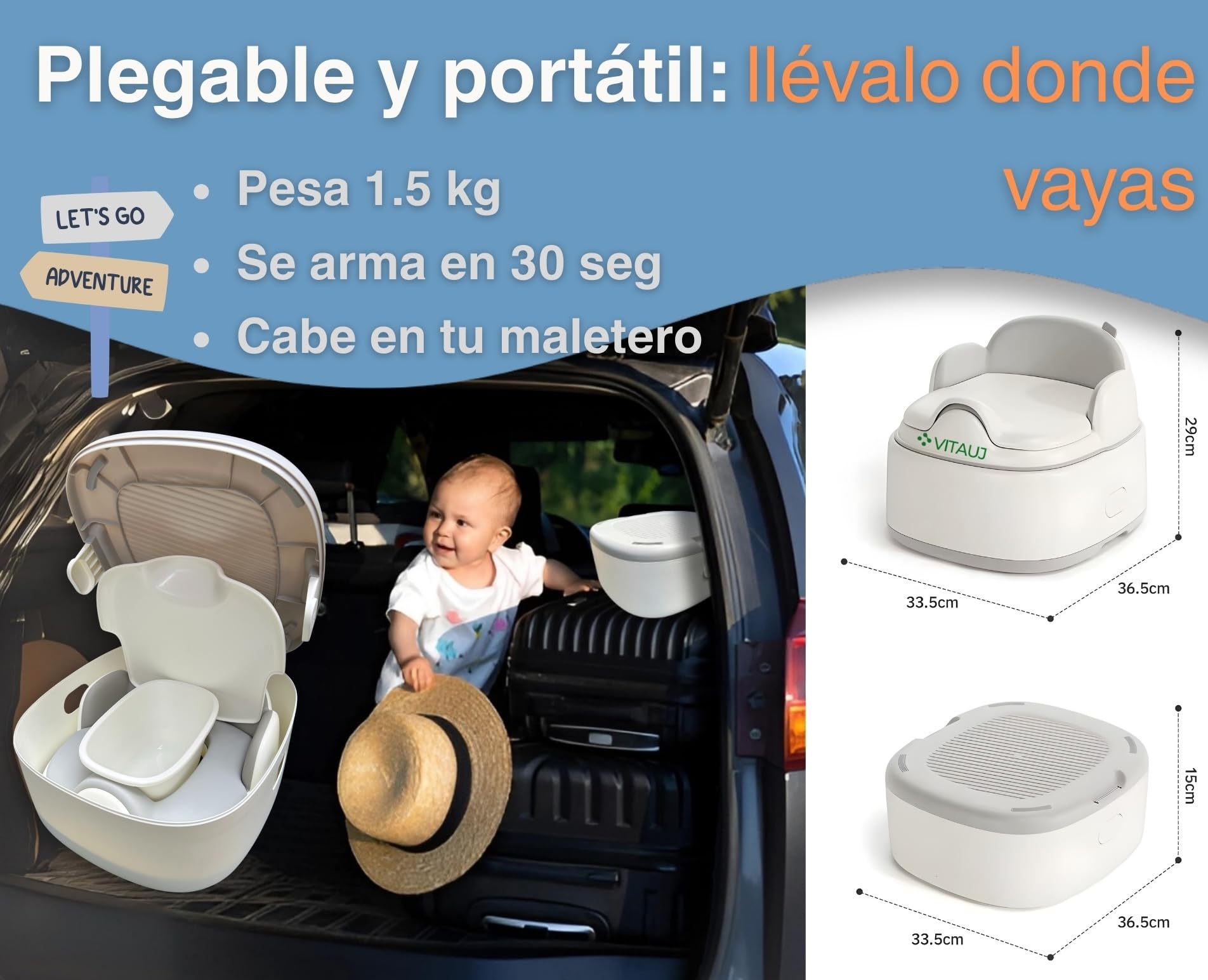 Orinal Bebé 3 en 1 Plegable | Reductor WC, Taburete y Orinal con Sticker de entrenamiento | Antideslizante, Portátil, Suave y Ergonómico | ideal de 1–6 Años
