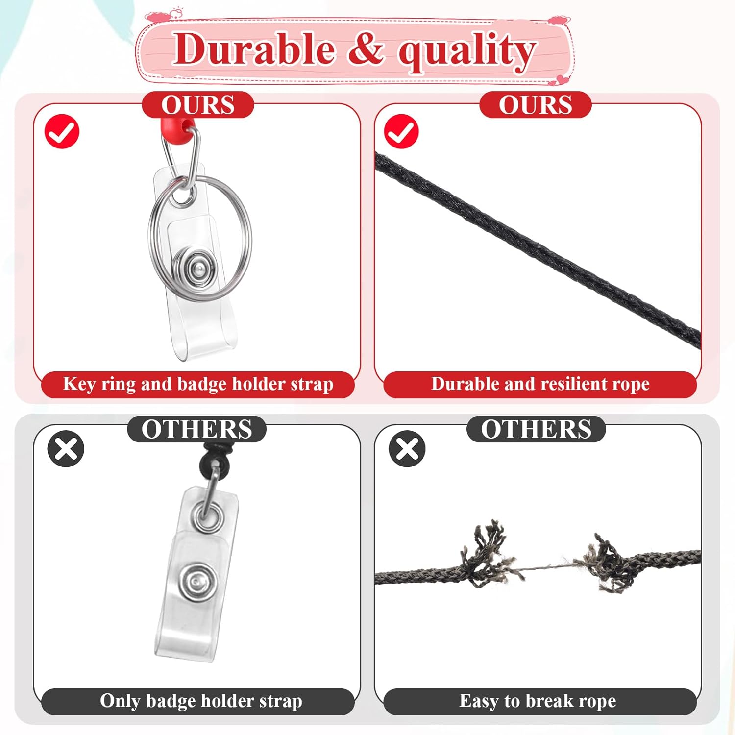 SHENLIU 60 Pack Retractable ID Badge Holder Badge Reel with Carabiner and Belt Clip Key Chain 6 Color Name ID Clips Keychain for Office Worker Doctor Nurse Employee - Image 3