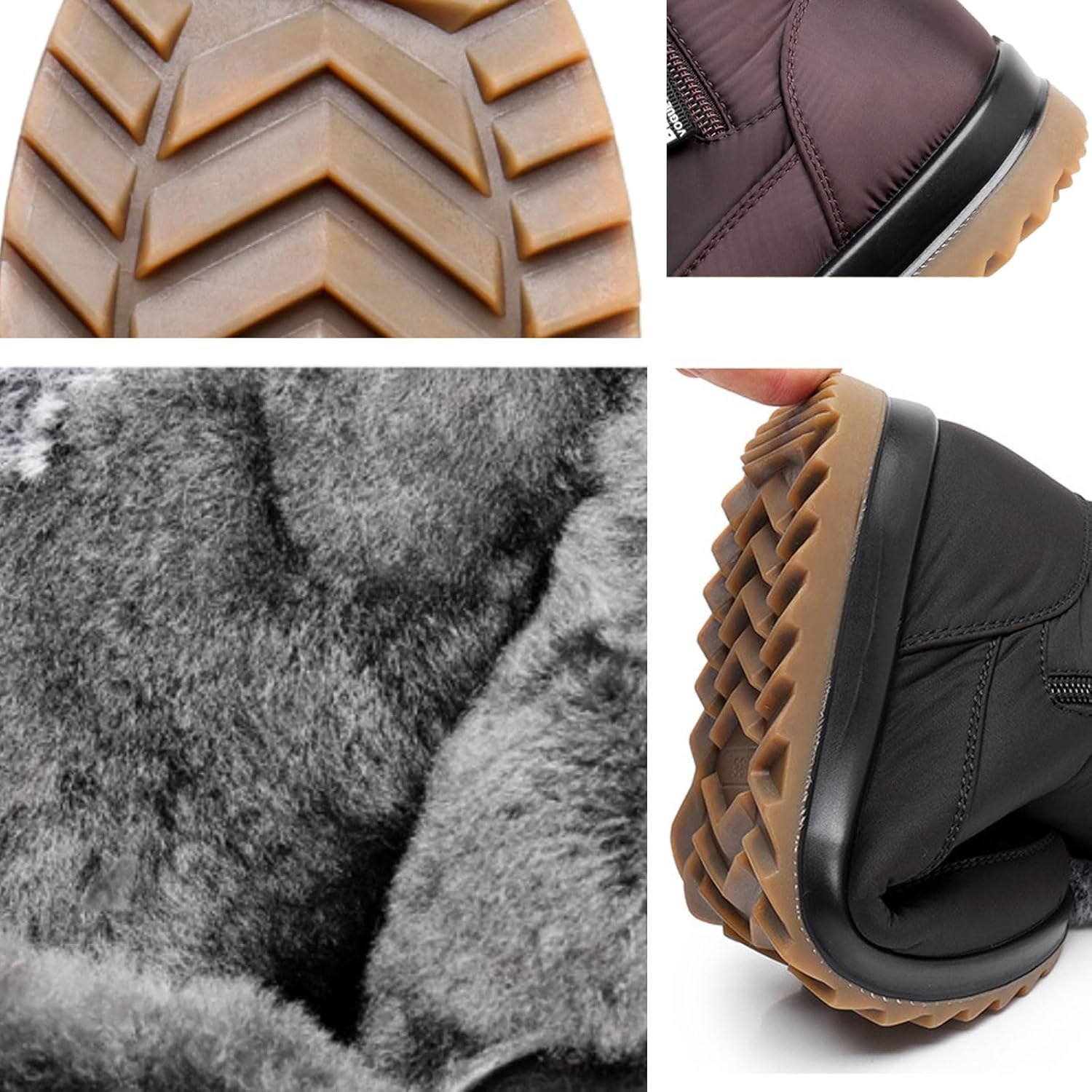 Women's Winter Waterproof Warm Cotton Boots, Womens Fur Lined Slip on Orthopedic Ankle Boots with Side Zipper, Waterproof Anti-slip Outdoor Snow Shoes - Image 6