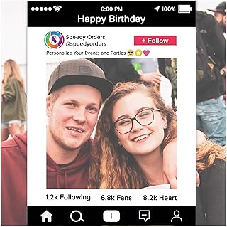 Social Media Birthday Photo Booth Frame, Birthday Party Decorations, Social Media Photo Booth Props, Birthday Party Selfie Photo Booth, Custom Social Media Photo Frame Size 36x24 and 48x36