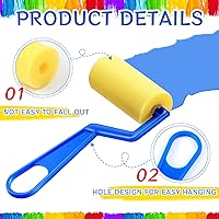 Vista 3 de Tenceur Rodillos de pintura de espuma de 3 pulgadas, rodillo de esponja pequeña con mango de plástico para jóvenes artistas, niños, suministros