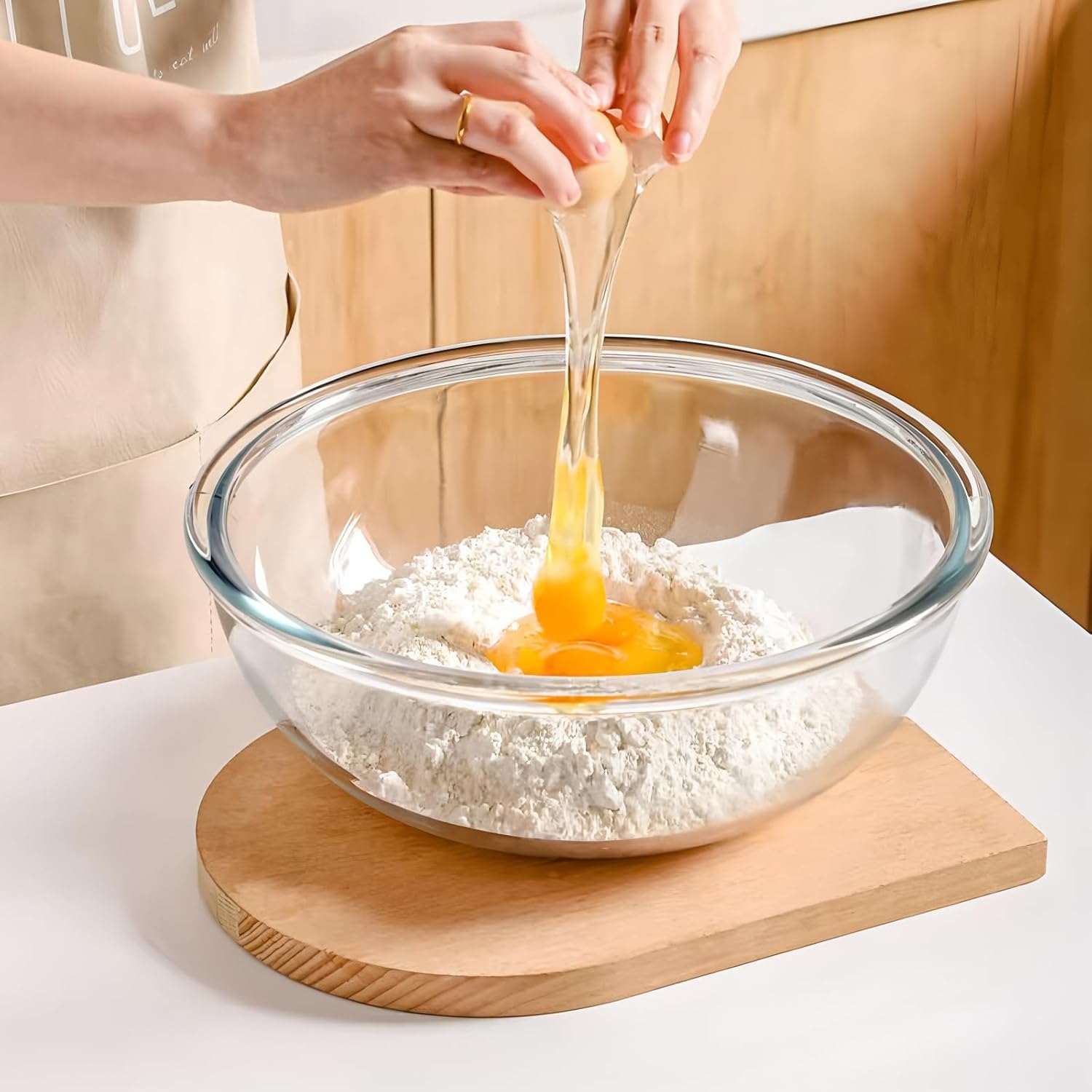 Glass bowl, 26.5 cm/10.43 in Kitchen Glass Mixing Bowl, 3.5L Large Salad Bowls for Serving, Oven Safe, Microwave Safe