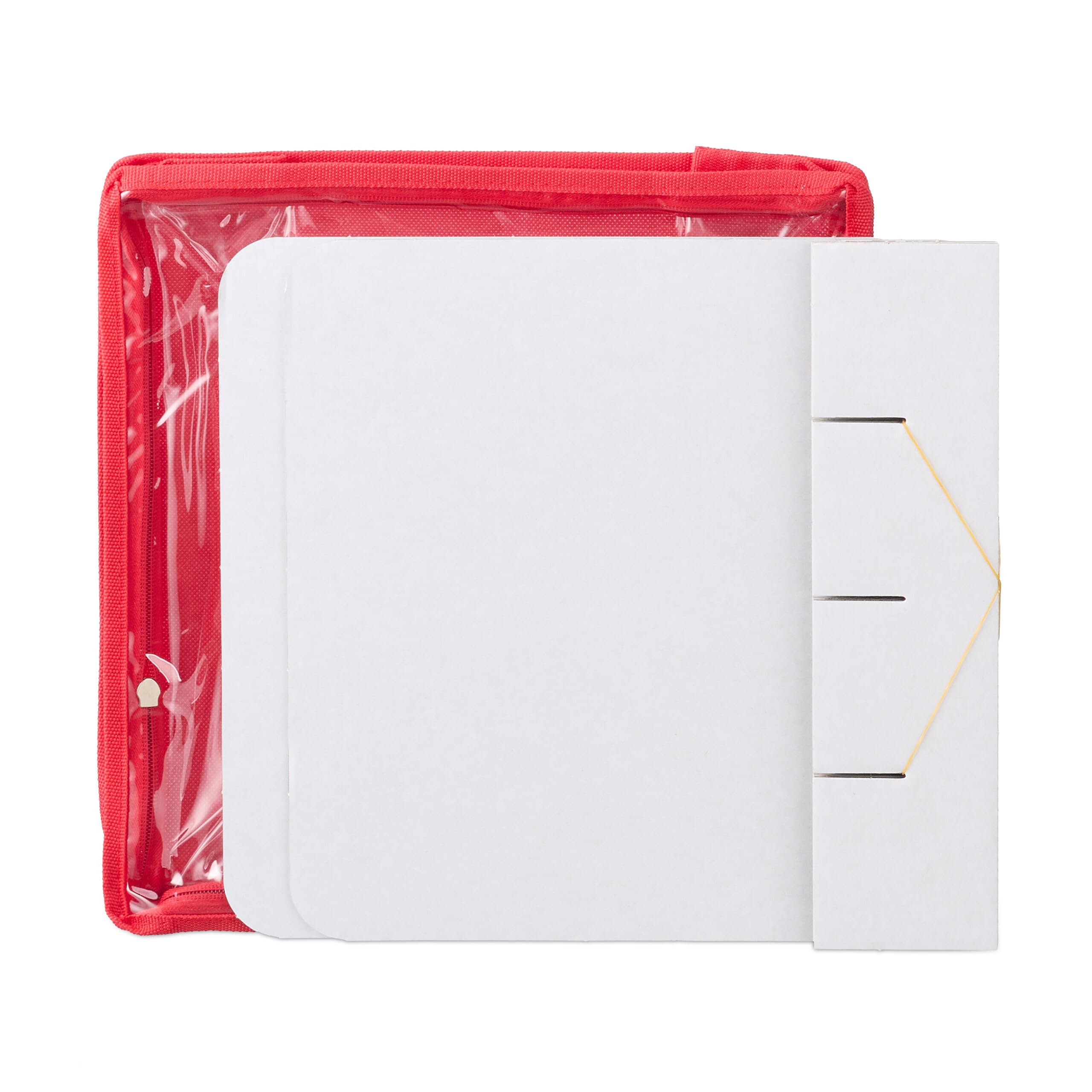 Relaxdays Scatola per Palline di Natale, Set 3 Porta Palle Natalizie a 32 Scomparti, HLP: 16x32x32 cm, Trasparente Rosso