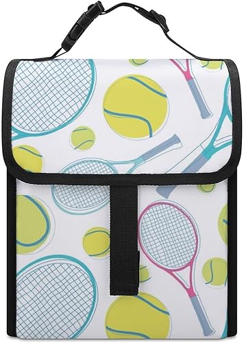 Miniatura 7 de Bolsa de almuerzo aislada con patrón de tenis, bolsa de almuerzo reutilizable, contenedor de gran capacidad para picnic de trabajo