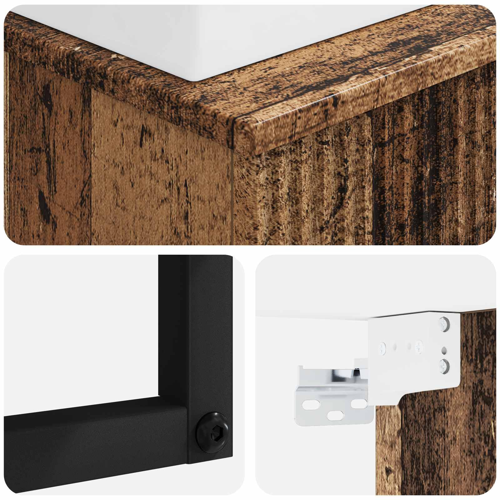 Lavabo mural aspect bois vieilli 40 x 41 x 39 cm