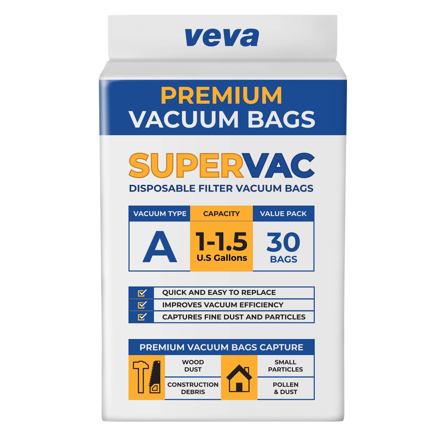 6-Pack Type A Vacuum Bags – 1.5 Gallon – Fits EnviroCare 9066700, All Around QAS60 & More (2 Packs Of 3)