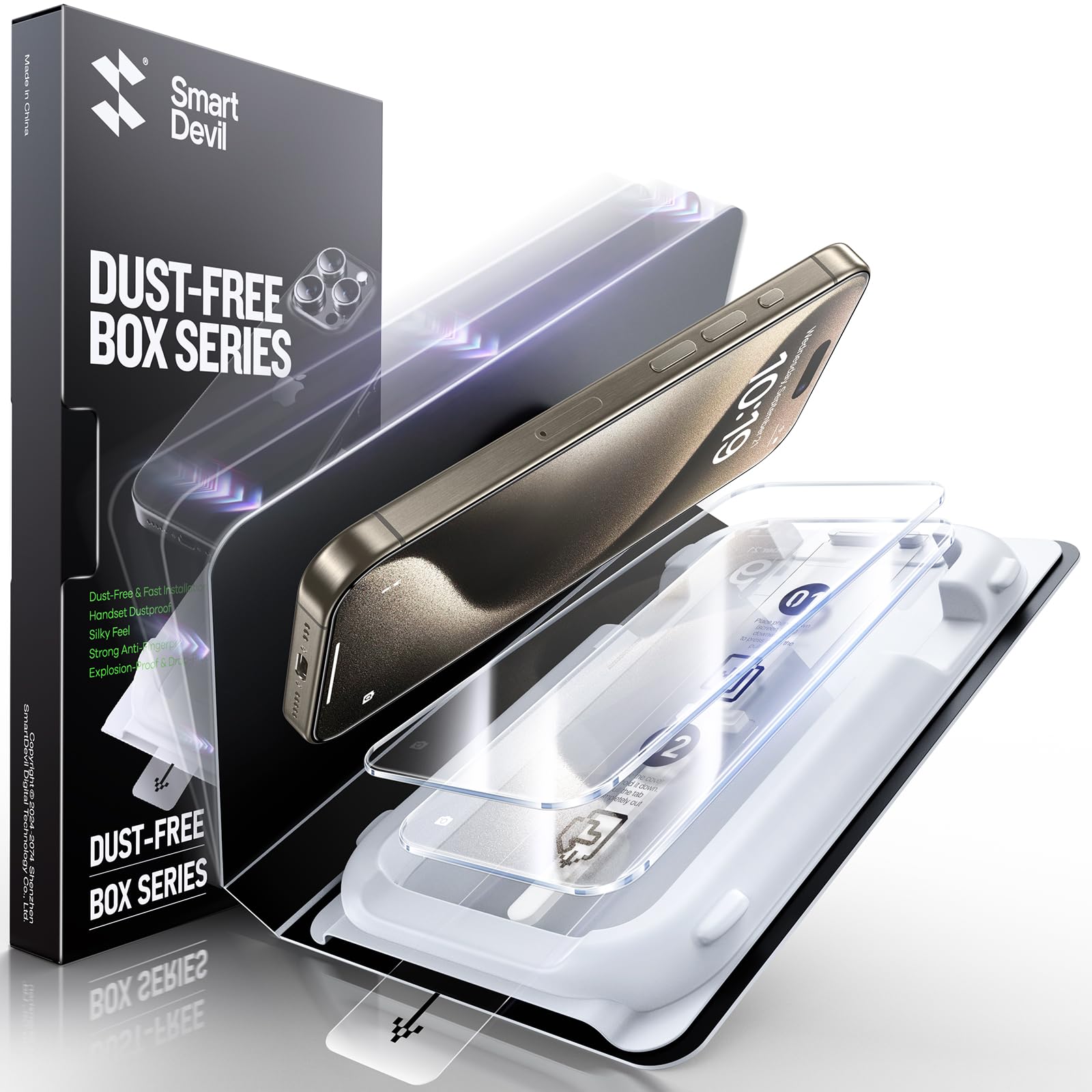 SMARTDEVIL 3 Pack Screen Protector for iPhone 13 Pro Max/14 Plus, Bubble-and-Dust-Free Box, HD Tempered Glass, Military Grade Shatterproof & Ultra Durable, Easy Installation