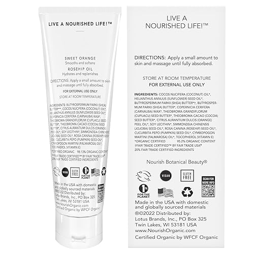 Miniatura 2 de Nourish Organic  Crema nutritiva para la piel, naranja dulce y rosa mosqueta, sin OMG, libre de crueldad, certificado orgánico por USDA (3 onzas)