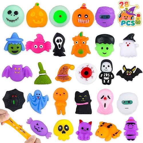28Pcs Halloween Squishy Toys for Kids, Halloween Party Favors, Trick