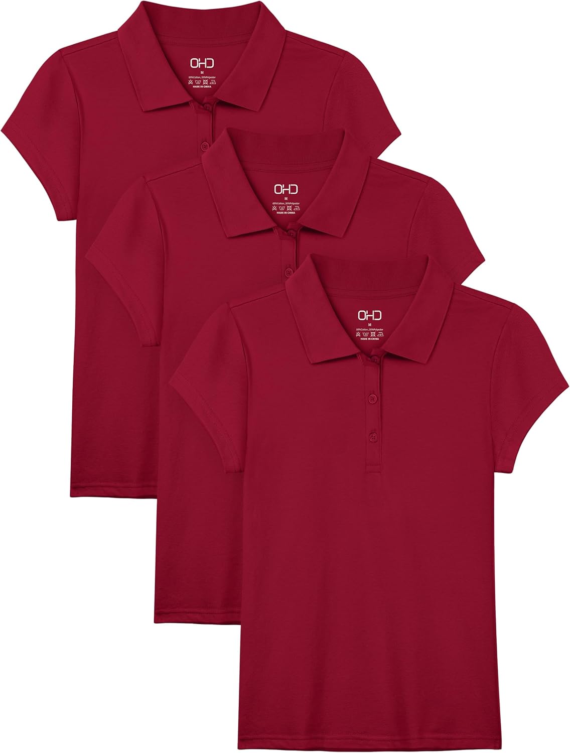 OHD 3 Pack Girls Polo Shirt School Uniform Polo for Girls Cotton Soft Short Sleeve Classic Collared Shirt Size 3T-14