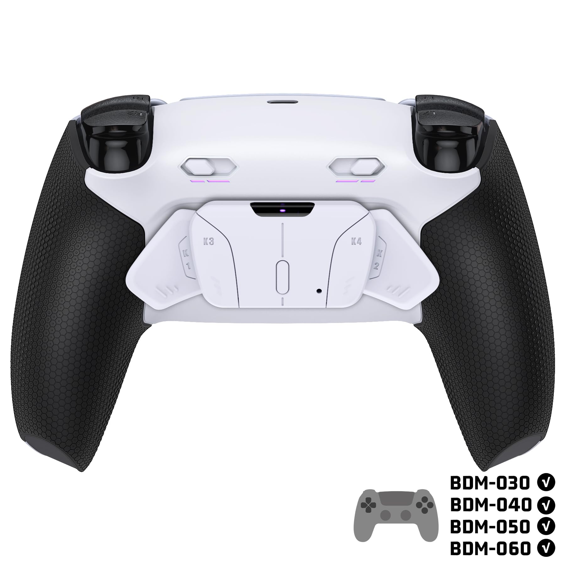 eXtremeRate RISE4 Plus MAX Remap Kit con Clicky Kit para ps5 Control BDM-030/040/050/060 Tope Gatillos & Goma Grip Carcasa Trasera & Palancas Traseras Remapeables para ps5-SIN Mando(Blanco Negro)