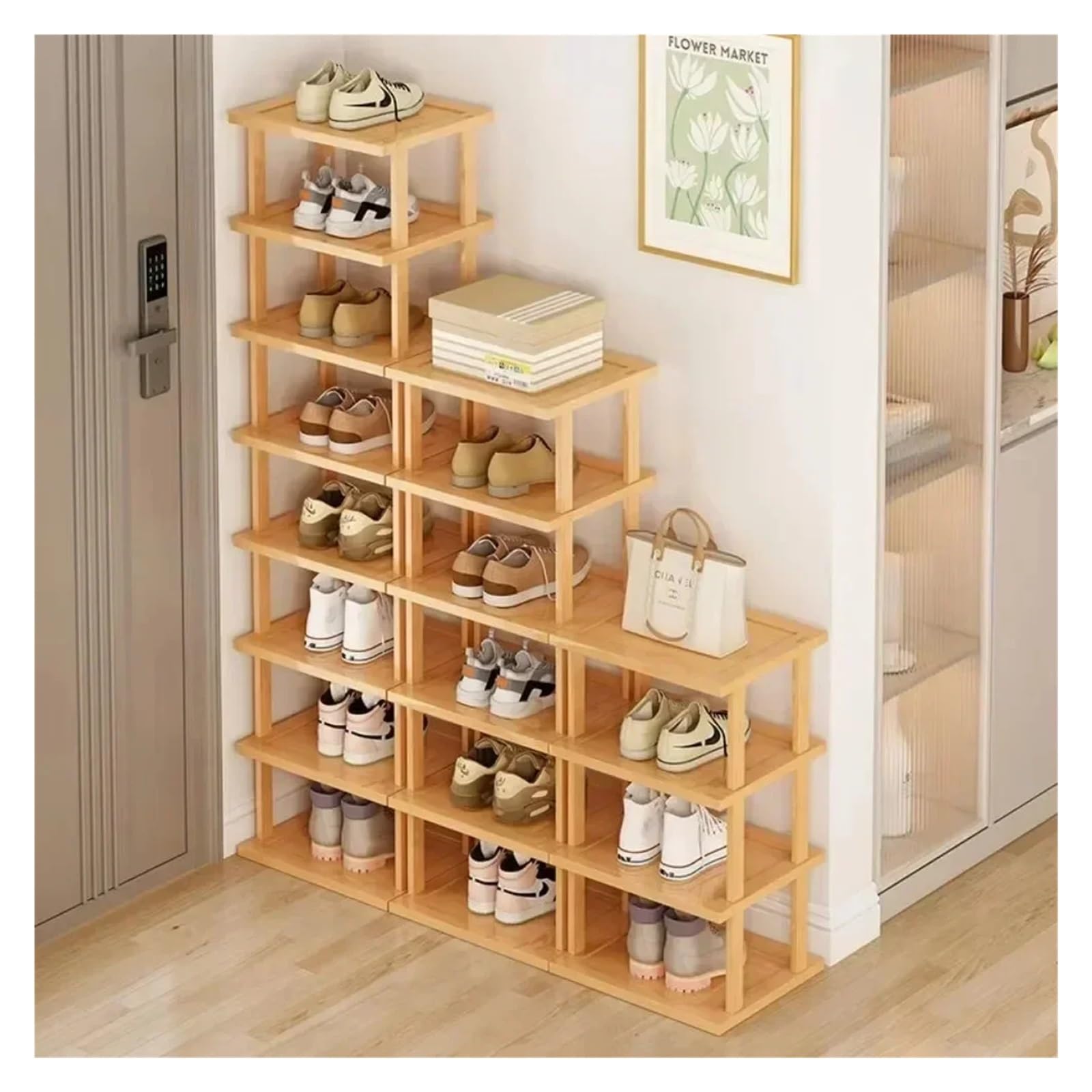Schuhregal Schuhregal, tragbares, platzsparende Türablagen, mehrstöckiges Aufbewahrungssystem, einfaches Balkon-Organizer-Regal(48 * 23 * 91cm)