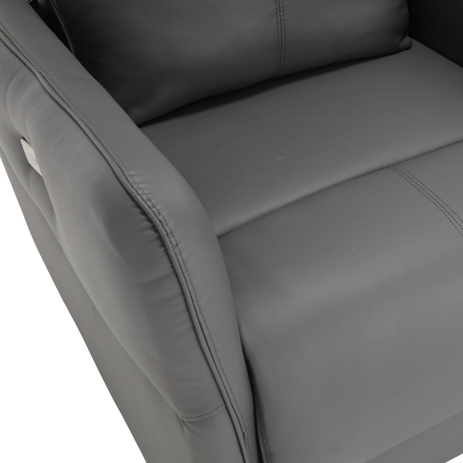 MINCETA Power Recliner Chairs,Upholstered Nursery Rocker Glider Recliner,270 Swivel Recliner Chair,PU Leather in Gray