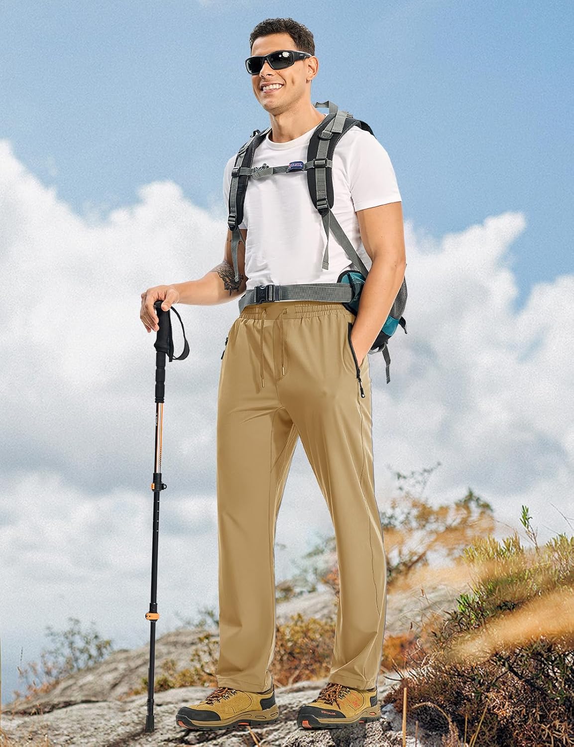 TBMPOY Mens Lightweight Hiking Pants Quick Dry Travel Fishing Water Resistant Workout Athletic Sweatpants Zipper Pockets - Image 6