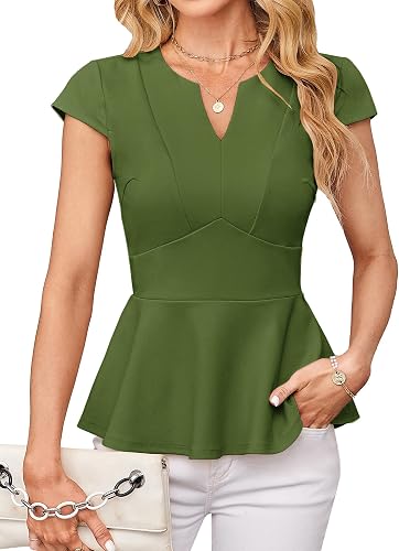 GRACE KARIN Blusa de cintura acampanada para mujer, corte ajustado, elegante, co