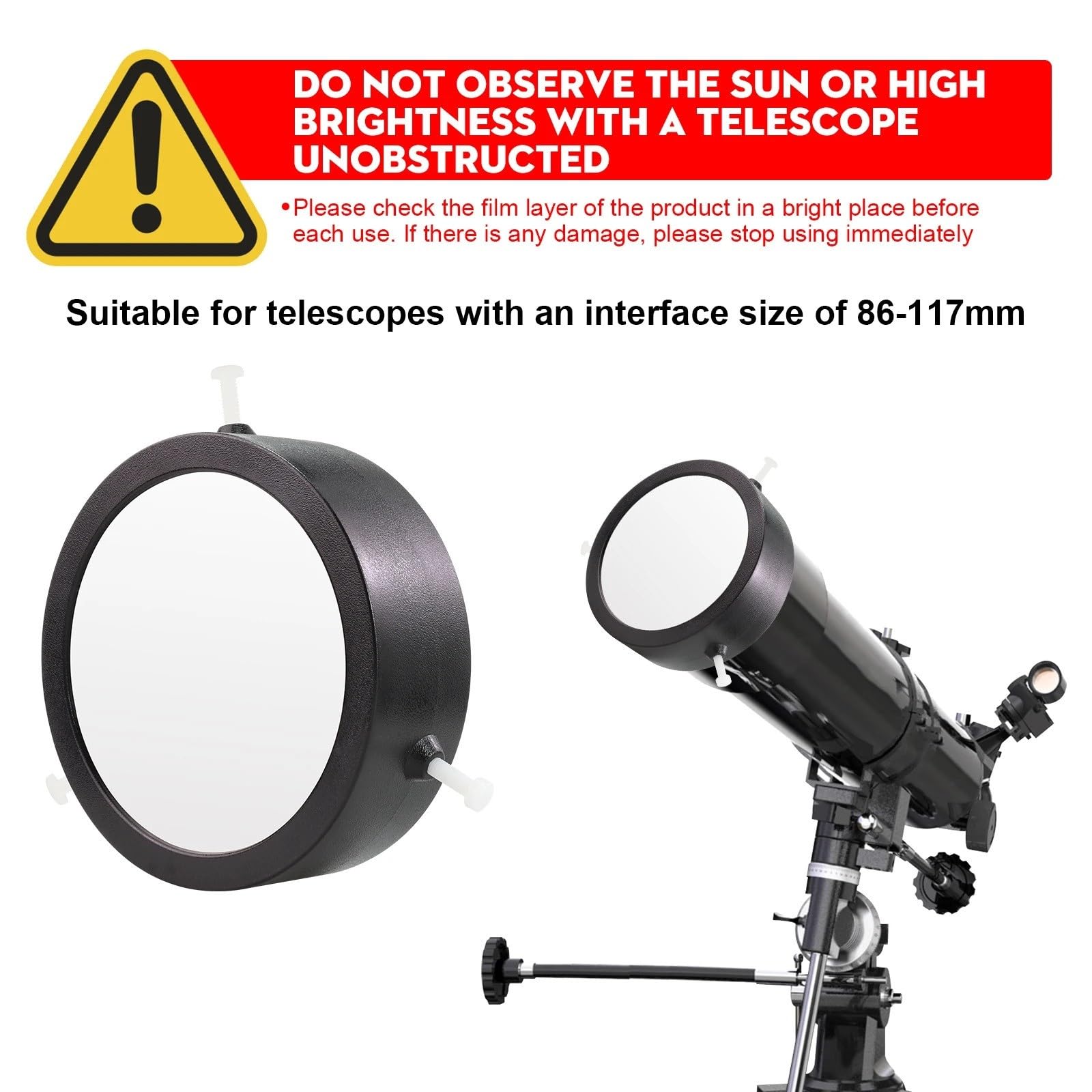 Foglio filtrante for osservazione solare Tappo regolabile in plastica