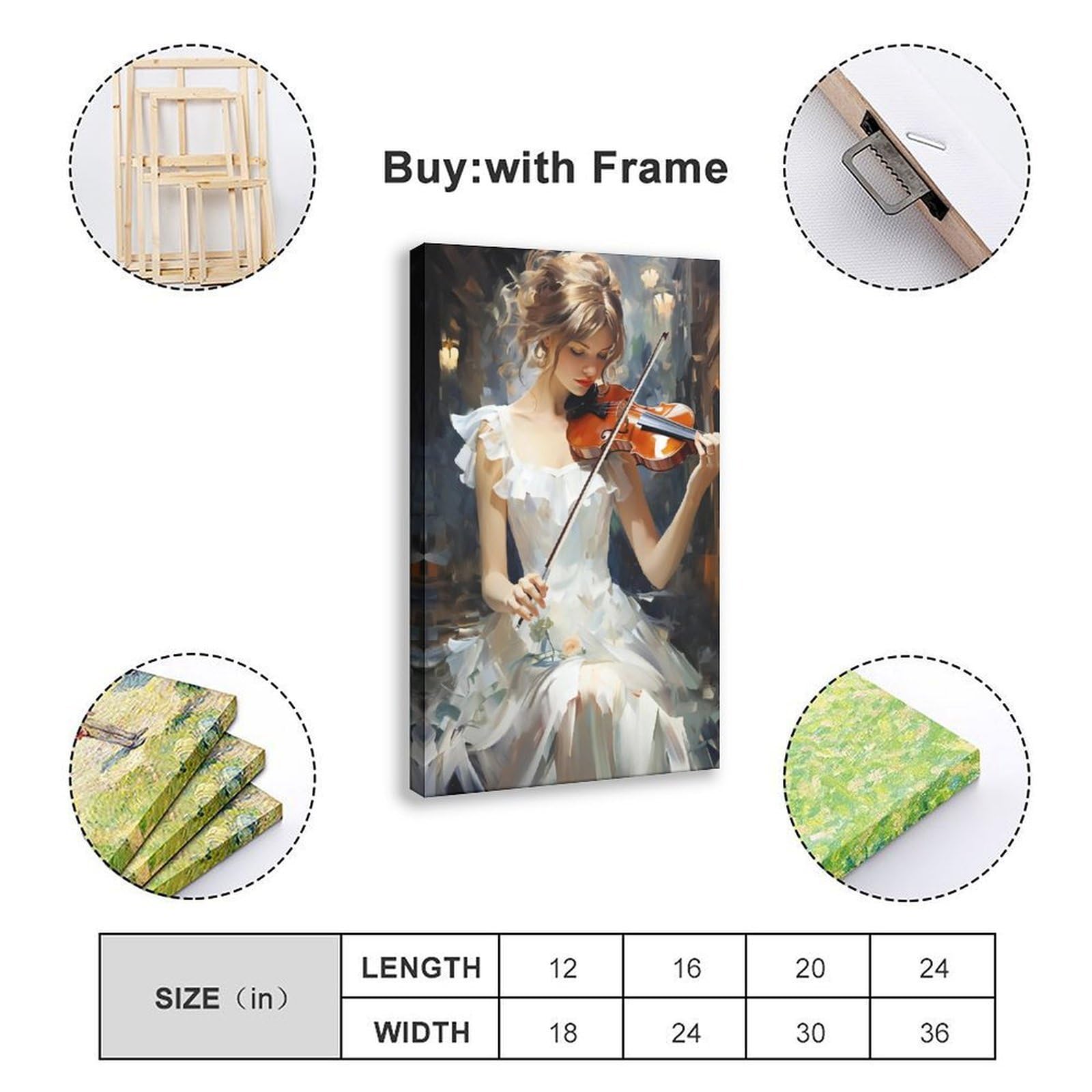 Elegante poster musicale da parete su tela per camera da letto, decorazione per ufficio, camera da letto, regalo, 40,6 cm L x 61 cm W