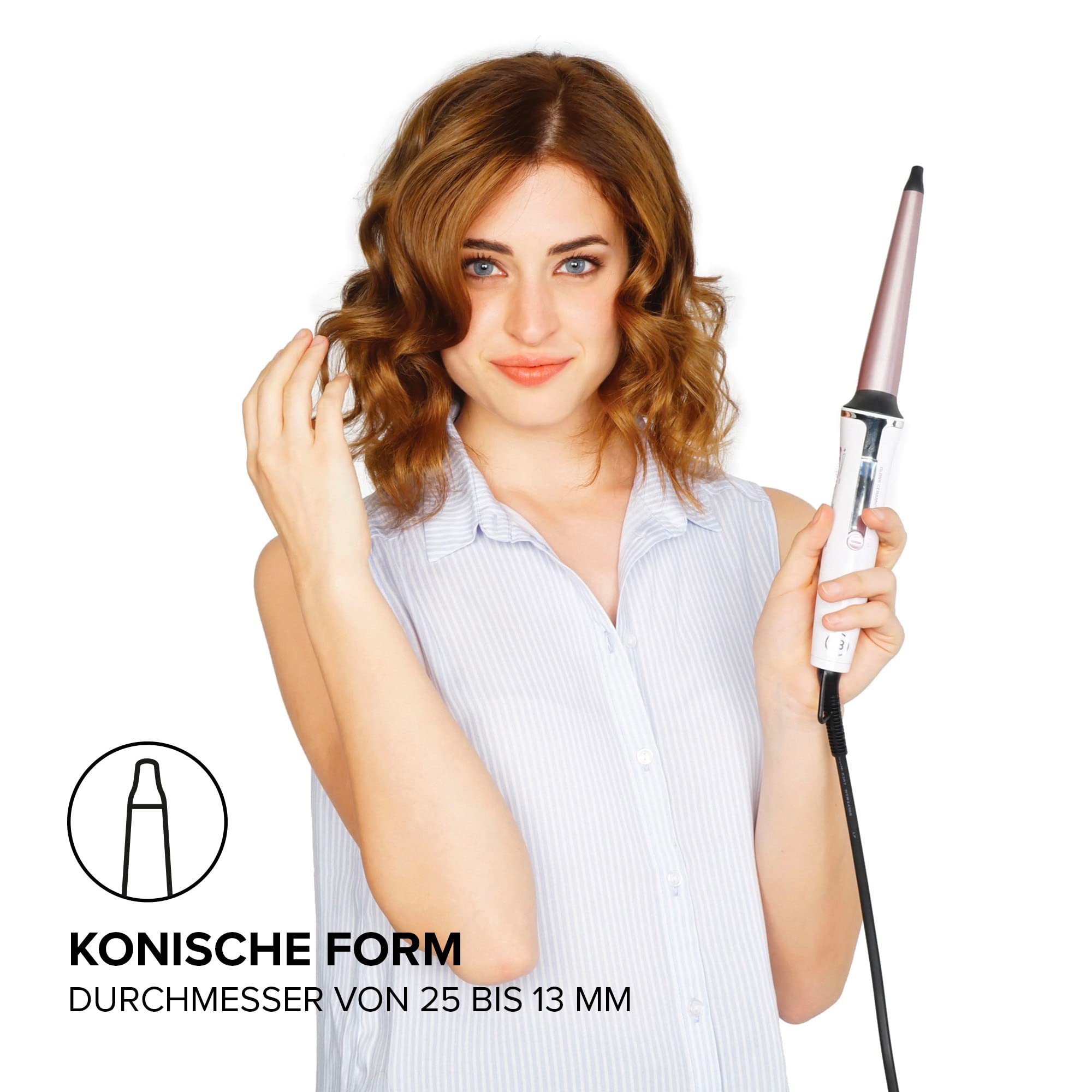 Bellissima GT15 200 Lockenstab, Keramikbeschichtung, Lockenstab für enge und definierte Locken zu machen, Temperatur 150°C/210°C, Diameter18/25 mm, Thermohandschuh, für alle Haare geeignet