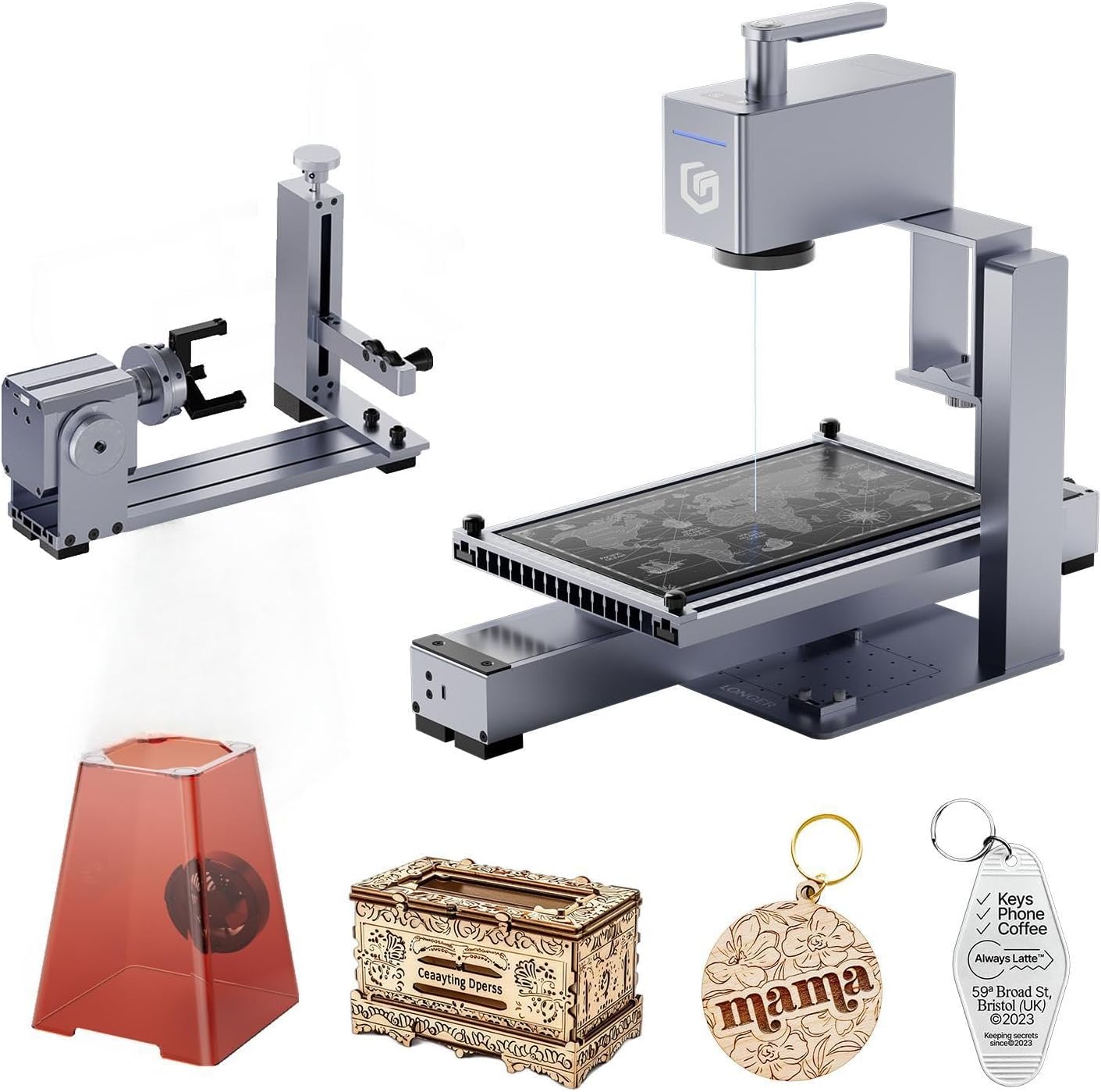 Longer Nano Pro 12W Laser Engraver, Portable High-Speed Engraving Machine with Rotary & Slide Extensions, 5000mm/s for Wood, Metal, Acrylic, Leather, Cloth & Ceramics – DIY Engraving Tool