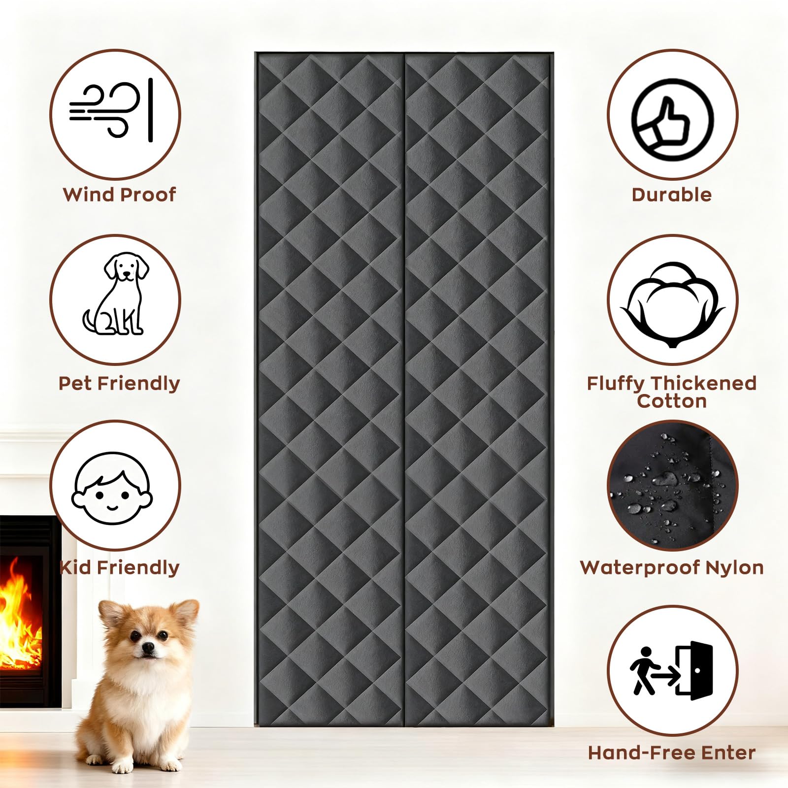 LCGOD Magnetic Thermal Curtain for Doors 210 x 80 CM Insulated Winter Door Curtain - Image 3