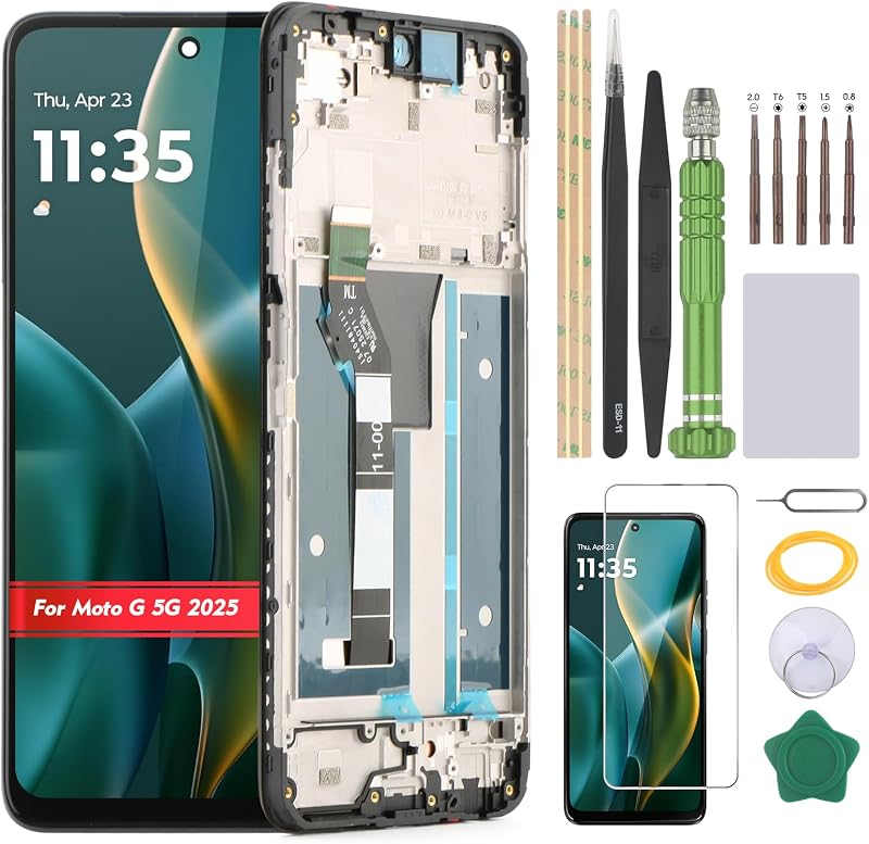 Screen for Motorola Moto G 5G 2025 XT2513 LCD Display Replacement for Moto G 5G 2025 XT2513-1 XT2513-2 XT2513V Incell Touch Screen Digitizer Assembly (With Frame)