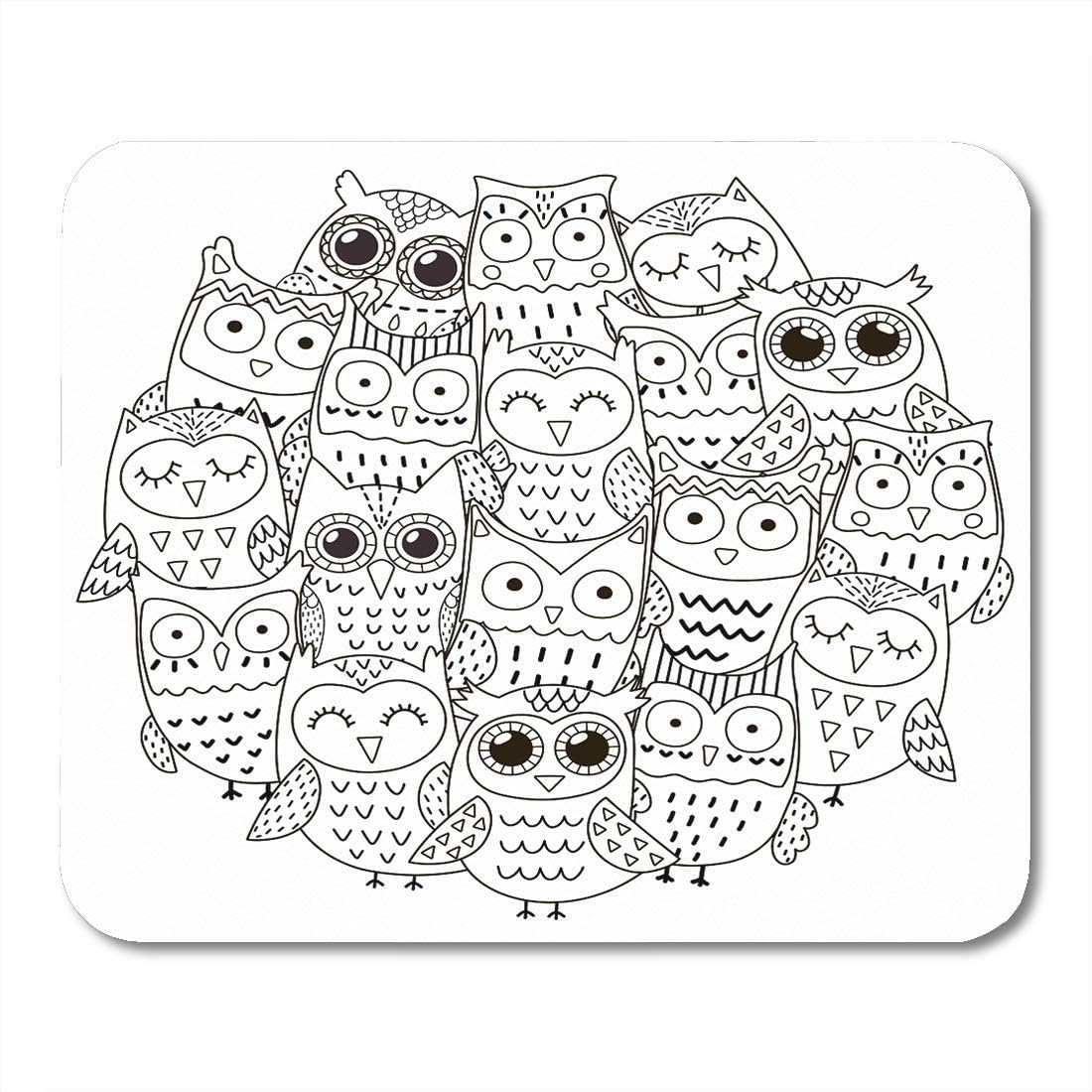 Mouse Pads Mandala Circle Shape Pattern Cute Owls for Coloring Book Animal Page Mouse pad 9.8" x 11.8"