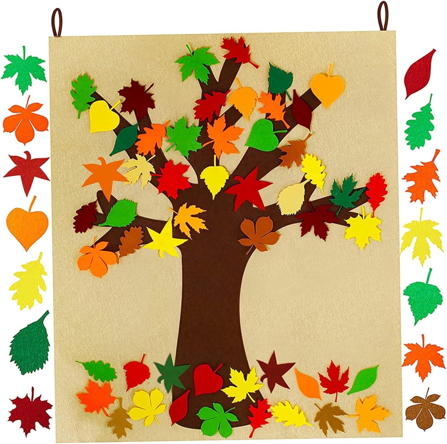 Fall Tree of Thanks Craft Kit, DIY Thanksgiving Activity for Kids Toddlers with Felt Tree Board Detachable Autumn Leaf Ornaments Wall Hanging Decoration for Home Classroom.