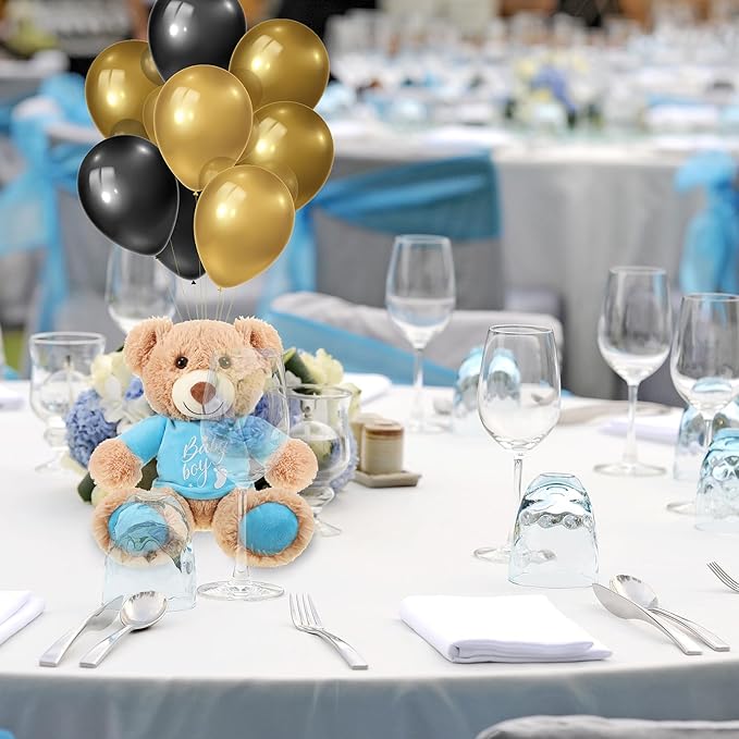 5 Ositos de Peluche Rellenos Azules para Decoración de Baby Shower miniatura 6